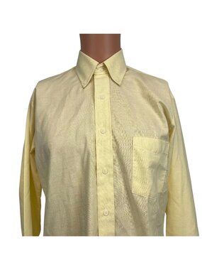 Vintage Sears Shirt Mens 15.5 34/35 Button Down Shirt Yellow Perma Prest 70s